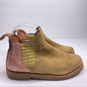 Penelope Chilvers Pink / Gold Suede Chelsea Boots